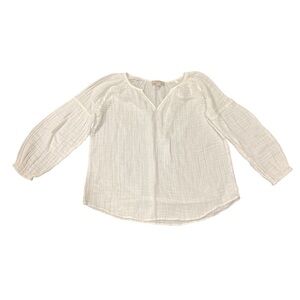 LOFT White Relaxed 3/4 Sleeve Blouse